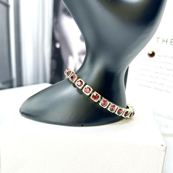 Gold Amethyst Tennis Bracelet | Sparkling Crystal Purple Jewelry |Gift-Ready NWT - Picture 10 of 10